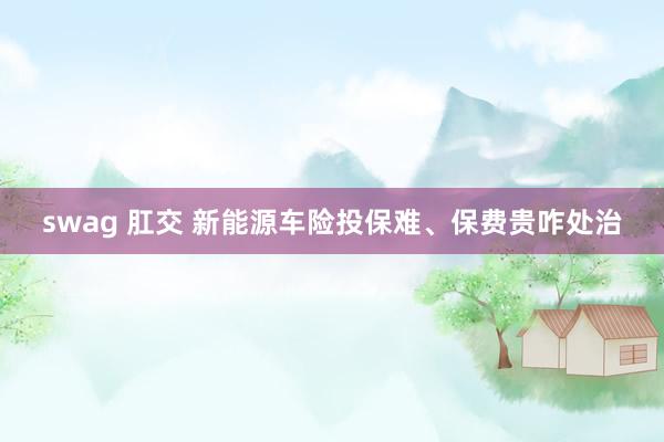 swag 肛交 新能源车险投保难、保费贵咋处治
