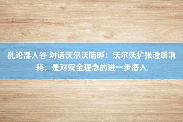 乱论淫人谷 对话沃尔沃陆晔：沃尔沃扩张透明消耗，是对安全理念的进一步潜入