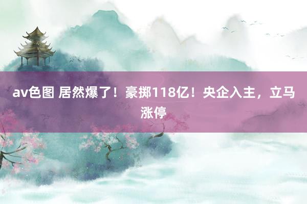 av色图 居然爆了！豪掷118亿！央企入主，立马涨停