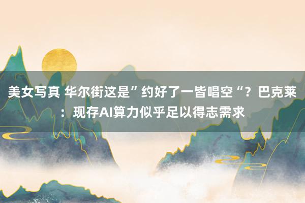 美女写真 华尔街这是”约好了一皆唱空“？巴克莱：现存AI算力似乎足以得志需求