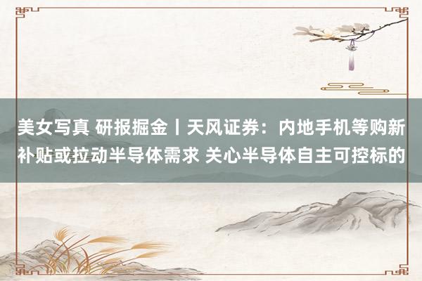 美女写真 研报掘金丨天风证券：内地手机等购新补贴或拉动半导体需求 关心半导体自主可控标的