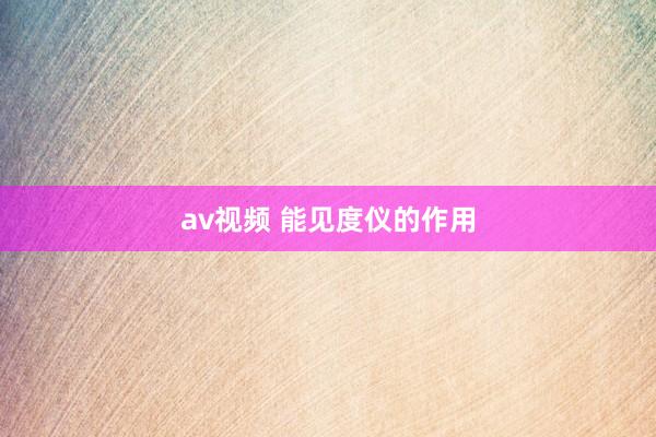 av视频 能见度仪的作用
