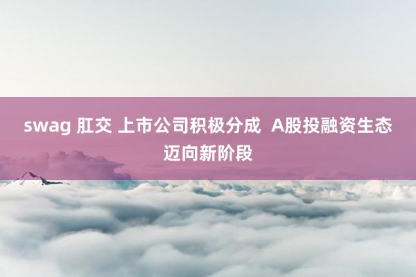 swag 肛交 上市公司积极分成  A股投融资生态迈向新阶段