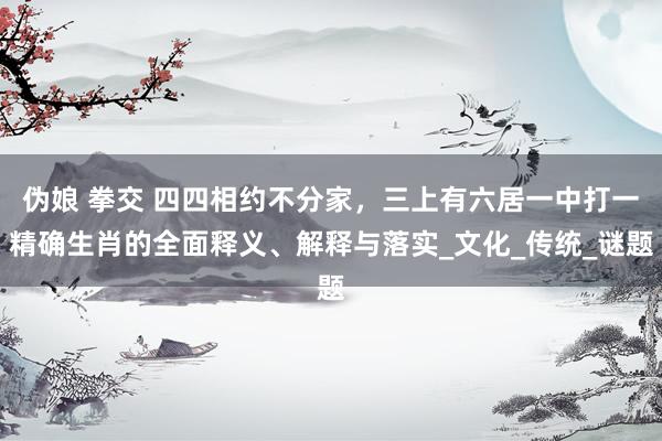 伪娘 拳交 四四相约不分家，三上有六居一中打一精确生肖的全面释义、解释与落实_文化_传统_谜题