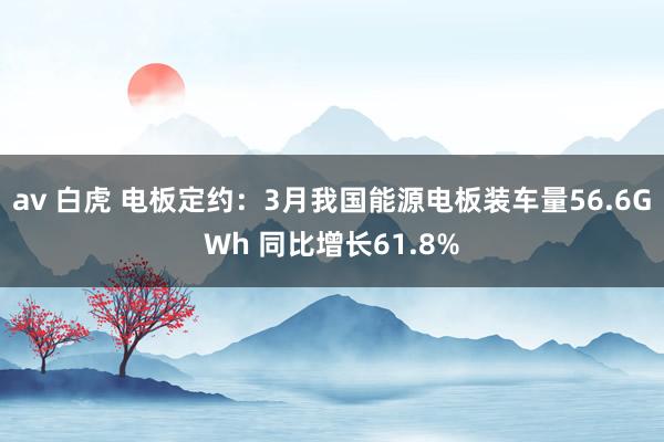 av 白虎 电板定约：3月我国能源电板装车量56.6GWh 同比增长61.8%