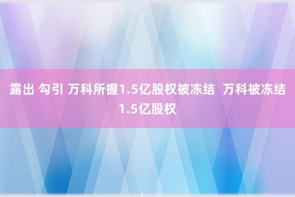 露出 勾引 万科所握1.5亿股权被冻结  万科被冻结1.5亿股权