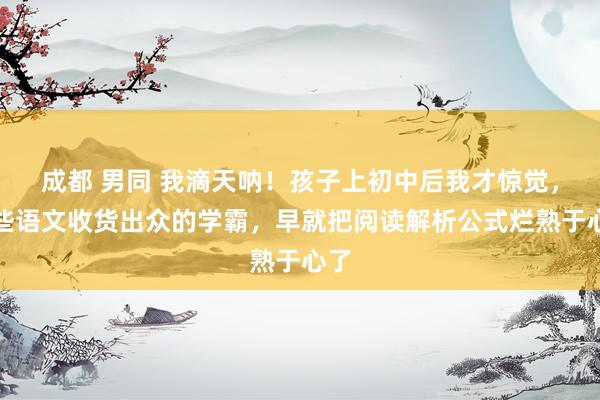 成都 男同 我滴天呐！孩子上初中后我才惊觉，那些语文收货出众的学霸，早就把阅读解析公式烂熟于心了