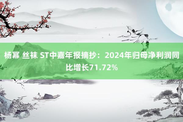 杨幂 丝袜 ST中嘉年报摘抄：2024年归母净利润同比增长71.72%