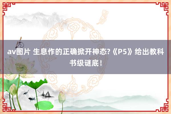 av图片 生息作的正确掀开神态?《P5》给出教科书级谜底！