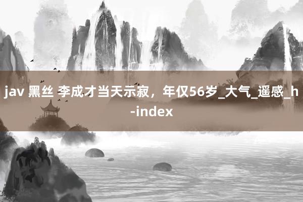jav 黑丝 李成才当天示寂，年仅56岁_大气_遥感_h-index