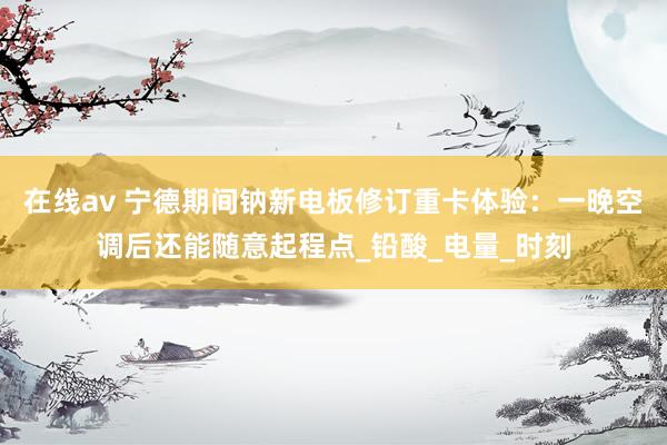 在线av 宁德期间钠新电板修订重卡体验：一晚空调后还能随意起程点_铅酸_电量_时刻