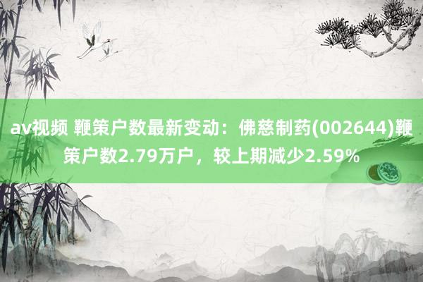 av视频 鞭策户数最新变动：佛慈制药(002644)鞭策户数2.79万户，较上期减少2.59%