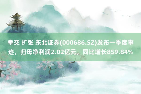 拳交 扩张 东北证券(000686.SZ)发布一季度事迹，归母净利润2.02亿元，同比增长859.84%