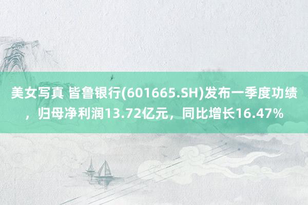 美女写真 皆鲁银行(601665.SH)发布一季度功绩，归母净利润13.72亿元，同比增长16.47%